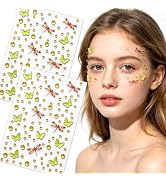 205pcs Yellow Dragonfly Butterfly Face Gems Stickers Self adhesive Sticker | face jewels. Mermaid...