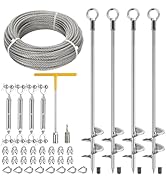 hannger 4 Pcs 30" Heavy Duty Ground Anchors Shed Anchor Kit with1/4 Stainless Steel Cable &amp; 4 Tur...
