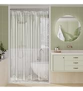 Amazer Clear Shower Curtain Liner, 60x72 Plastic Shower Liner PEVA Medium Weight Inside Shower Cu...