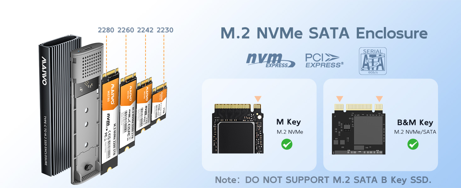 PCIe NVMe NGFF SATA reader adapter case M key B+M key USB 3.1 Gen2 Type-C interface USB-C to USB-C+A