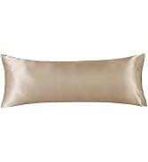 LCBD Satin Body Pillow Case for Hair and Skin, Taupe Silk Satin Body Pillow Case Cover, 20x54 Bod...