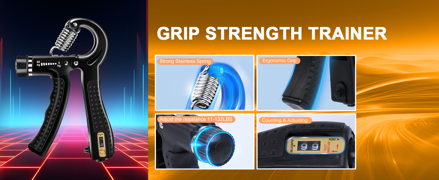 Grip Strength Trainer Kit, Hand Gripper Strengthener