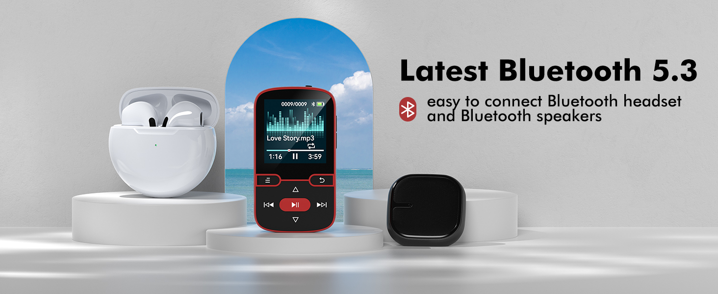 64GB Clip MP3 Player with Bluetooth 5.3, Portable Music Player with Voice Recorder