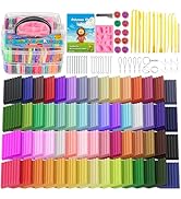 CiaraQ Polymer Clay Starter kit, Oven Bake Modeling Clay with Sculpting Tools, 60 Colors, 3.24 lb