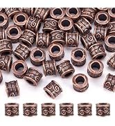 Craftdady 50Pcs Red Copper Large Hole Column Tube Spacer Beads 8.5x7mm Tibetan Metal European Loo...