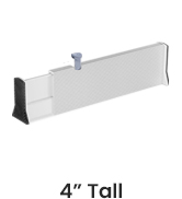 image of 4 inch tall short white drawer divider with caption at the bottom
