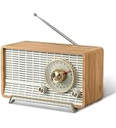 YOWGUIF AM FM Radio Classic Retro Wood Table Radio Bluetooth Speakers Radios Plug-in Wall with Ro...