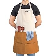 Alex Virtue Chef Apron Unisex Two-Tone Professional Kitchen Bib Apron with 2 Pockets Cooking, Gri...