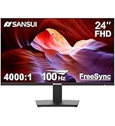 SANSUI Monitor 24 Inch 100Hz PC Monitor, HDMI VGA Ports VESA Mount, FHD Computer Monitor Ultra-Sl...