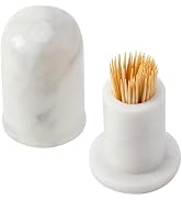 Apasqro Luxury White Carrara Marble Toothpick Holder with Lid – Elegant Toothpick Dispenser, Mode...