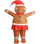 FWV Gingerbread Man Costume Adult,Inflatable Christmas Costume,Blow Up Funny Onesies Xmas Ginger ...