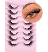 Fox Eye Lashes Wispy Eyelashes Natural Look Clear Band Lashes Fluffy Faux Mink Lashes Strip Natur...