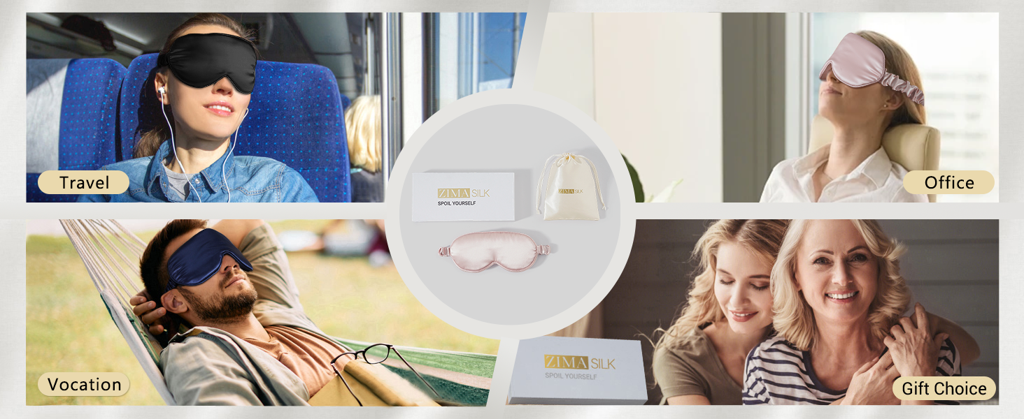 Unisex silk sleep mask, perfect for travel, airplane, hotel and outdoor rest.