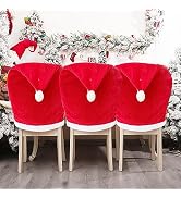 Yahpetes Christmas Chair Back Covers 6 Pcs Red Santa Hat Dining Chair Covers 19.7" x 23.6" Golden...