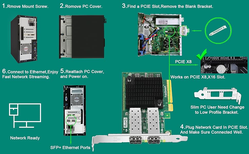 pcie network card pcie nic card pcie sfp+ card pcie 10gbe card