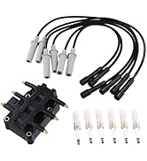 Ignition Coil Pack with Spark Plugs &amp; Wires Set - Compatible with Chrysler Town &amp; Country, Pacifi...