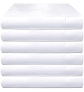 GOLD TEXTILES 6 Twin Flat Sheet (66" x 96") - Brushed Microfiber Fabric Bedding Top Sheet White -...