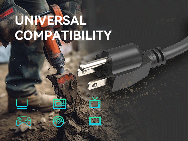 short extensio ncord black 3 prong