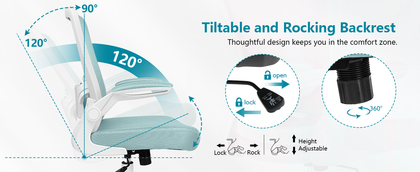 tiltable and rocking backrest
