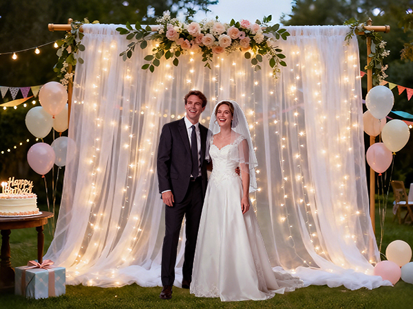 Pink Tulle backdrop curtain