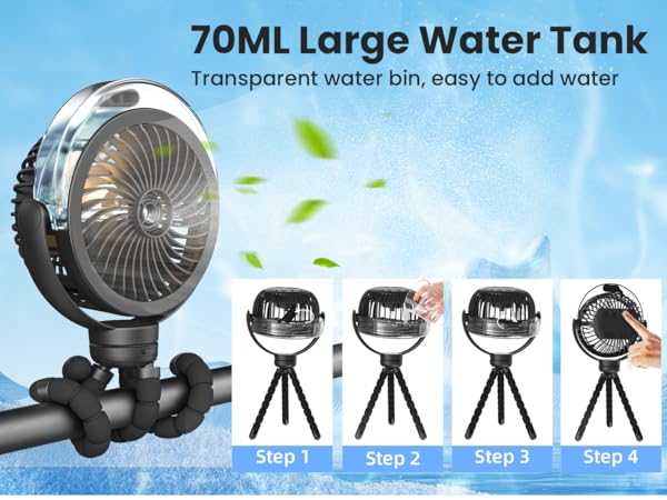 Misting stroller fan