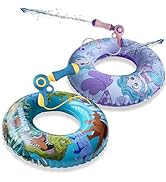 2 Pack Pool Floats Kids with Squirt Gun- Pool Toys for Kids Ages 8-12, Dinosaur Floaties for Adul...