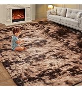 Fluffy Shag Area Rugs for Bedroom, 5x7 Ft Tie-Dyed Coffee Upgrade Anti-Skid Rectangular Cozy Rug,...