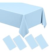 WNINK Light Blue Tablecloths 4 Pack Disposable Table Covers 54" x 108" Baby Pale Pink Pastel Tabl...