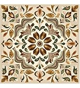 Nuxovilar Peel and Stick Vinyl Floor Tiles, 12x12 Inch Vintage Floral Geometric Pattern, Self-Adh...