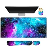 AIMSA Large Gaming Mouse Pad Set, Keyboard Wrist Rest Support Mouse Pad, Ergonomic Memory Foam Mu...