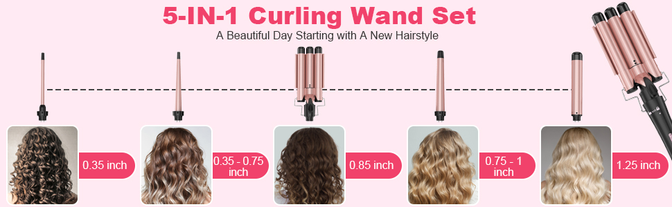 5 in 1 curling wand set