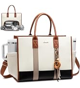 LOVEVOOK Work Tote Bag with Lunch Compartment with Giant Tumbler Holder,15.6 Inch Waterproof 3 in...
