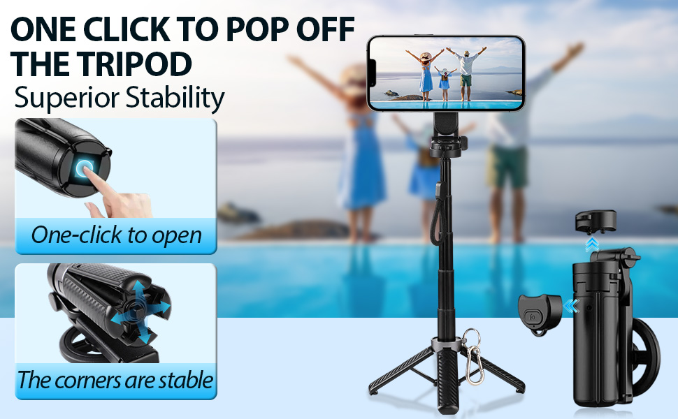Portable Pocket Size Selfie Stick for iPhone Magsafe,360° Rotation Phone Tripod