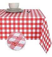 Obstal 100% Waterproof PVC Table Cloth, Oil-Proof Spill-Proof Vinyl Rectangle Tablecloth, Wipeabl...