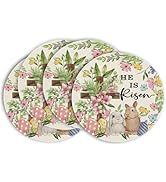 Artoid Mode Bunny Rabbits Flower Colorful Eggs Easter Placemats Set of 4, 14 Inch Round Spring Ho...