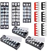 Terminal Blocks Ground Circuit Kit with Cover 12 PCS/6 Set 4+5+6 Position 600V 15A Dual Screw Bus...