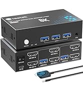 Steetek HDMI KVM Switch 2 Monitors 2 Computers, 8K KVM Switches with 3 USB 3.0 Hub for USB Device...