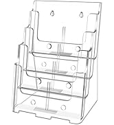 FUCDTEFC Acrylic Brochure Holder 8.5x11 &amp; 4 x9 Inches, Clear 4 Tier Magazine Holder Brochure Disp...
