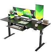 Agilestic Height Adjustable Desk with Keyboard Tray, 63 x 24 Inches Electric Standing Desk, Stand...