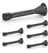 Ravinte Door Stoppers, 6 Pack Black Spring Door Stops with Rubber Bumper, Door Stoppers for Botto...