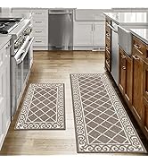Kitchen Rug Sets 2 Piece with Runner Non Slip Kitchen Rugs and Mats Washable Kitchen Mats Se...