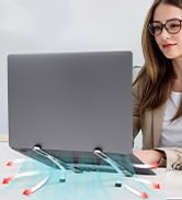 Travel Depot Portable Laptop Stand, Laptop Stand for Desk Ergonomic 6-Levels Angles Adjustable