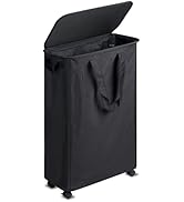 Vincona Slim Laundry Basket with Lid, 55L Small Laundry Basket with Handles, Tall Dirty Clothes H...