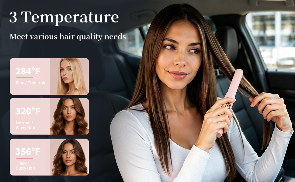 Curly/hair straightened hair inside the car