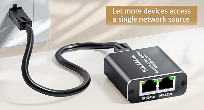 internet splitter 1 in 2 out LAN Network Cable for Cat5/5e, Cat6, Cat7 ethernet splitter 1000mbps