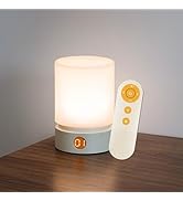 Smilodon Bedroom Lamp with Timer and Remote, White, LED Touch Bedisde Lamp, Night Light for Kids,...