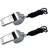BEADNOVA Stainless Steel Whistles with Lanyard Lifeguard Whistle Referee Whistle Metal Whistle Sp...