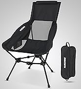MARCHWAY Lightweight Folding High Back Camping Chair with Head Support, Stable Portable Compact f...