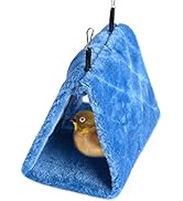 Cdycam Plush Pet Bird Hut Nest Hammock Hanging Cage Warm Nest Happy Snuggle Cave Tent (Medium, Blue)