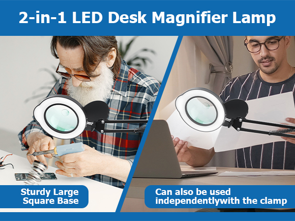 2-in-1 LED Desk Magnifier Lamp